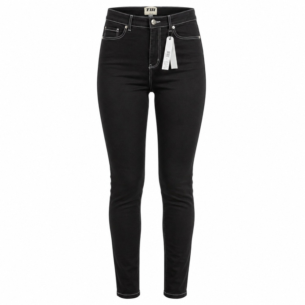 Tally Weijl Skinny‎ Jeans Women EUR 38 Black High Waist Contrast Stitch